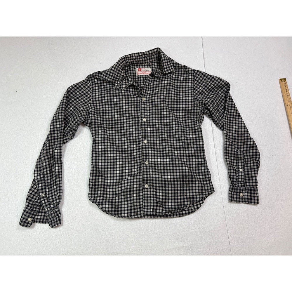 Target Mens Plaid Button Down Shirt Black Gray White Check Long Sleeve Size S